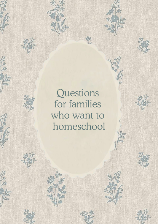 Cover image of "Questions For Families Who Want To Homeschool" by Everyday Freedom Publishing, featuring educational and family planning themes.